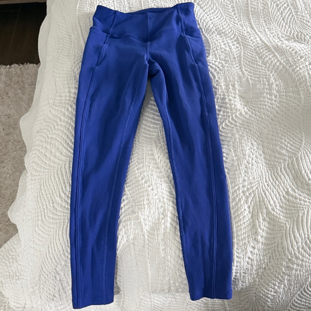 Zella Royal Blue, Ribbed Yoga Pants Size Small